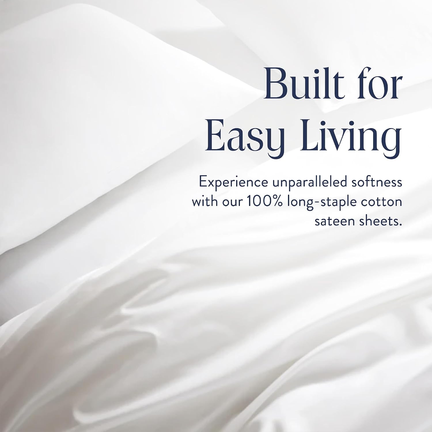 Brooklinen Luxury Sateen 4 Piece Sheet Set - 100% Cotton Bed Sheets, Soft & Durable Queen Size Sheets Set in White, Oeko-TEX Certified Bedding Set, 1 Fitted Sheet, 1 Flat Sheet, 2 Pillowcases