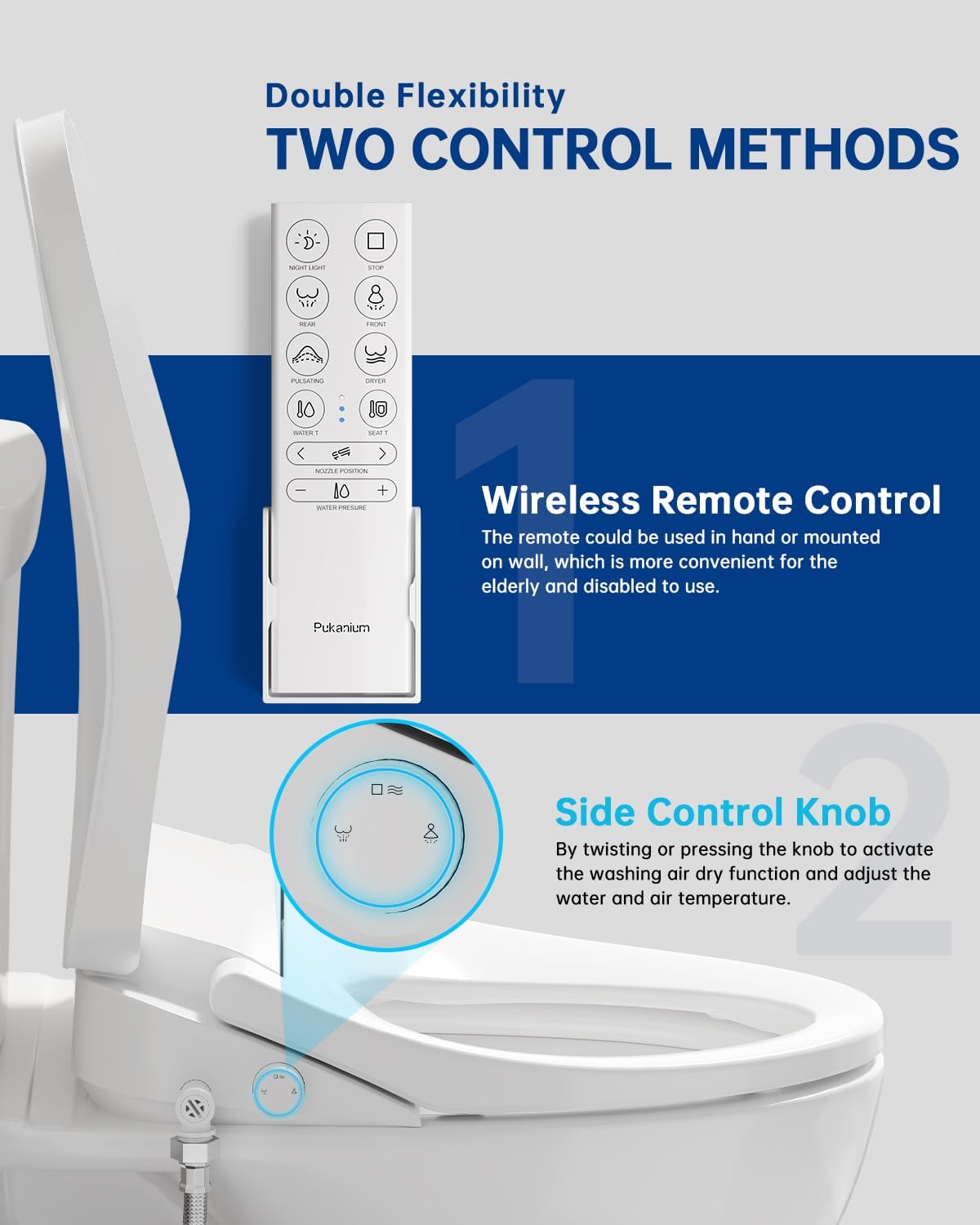 Heated Smart Toilet Seat with Feminine Wash & Dryer, Elongated Bidet with Adjustable Water Temperature, Pressure & Nozzle Position, Easy Installation & Soft-Close Lid for Modern Bathrooms