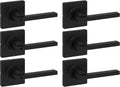 Kwikset Casey Hallway Passage and Bed/Bath Privacy Door Handle 6 Pack, 3 Passage Levers and 3 Privacy Levers, Matte Black Reversible Interior Handles, with Microban