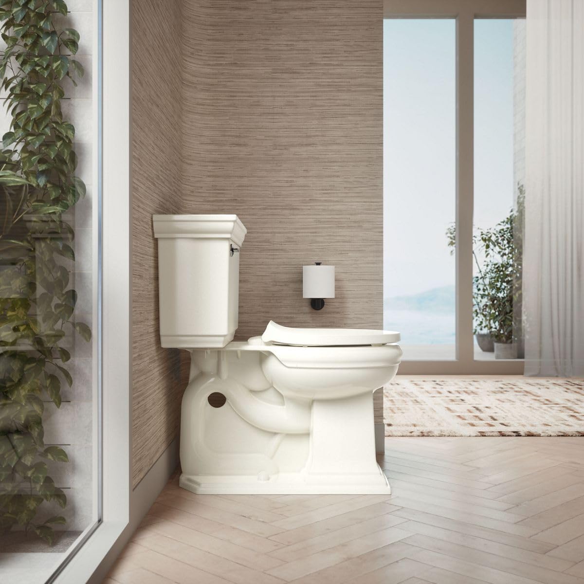 Kohler K-28005-96 Drift ReadyLatch Quiet Close Round Toilet Seat, Biscuit (Pack of 2)