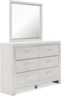 Signature Design by Ashley Altyra Modern Smooth-Gliding 6-Drawer Dresser and Mirror with Safety Stop, White