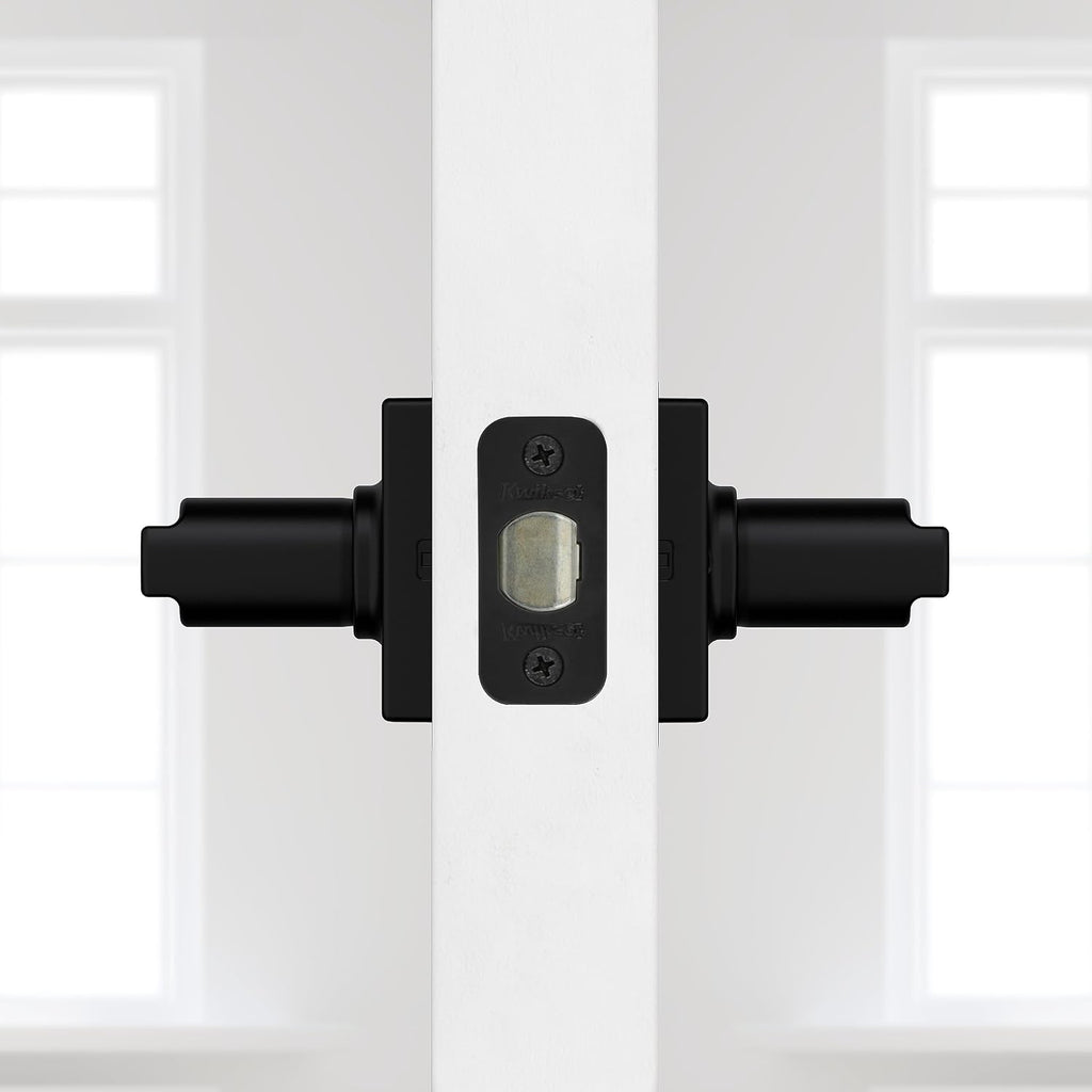 Kwikset Casey Hallway Passage and Bed/Bath Privacy Door Handle 6 Pack, 3 Passage Levers and 3 Privacy Levers, Matte Black Reversible Interior Handles, with Microban