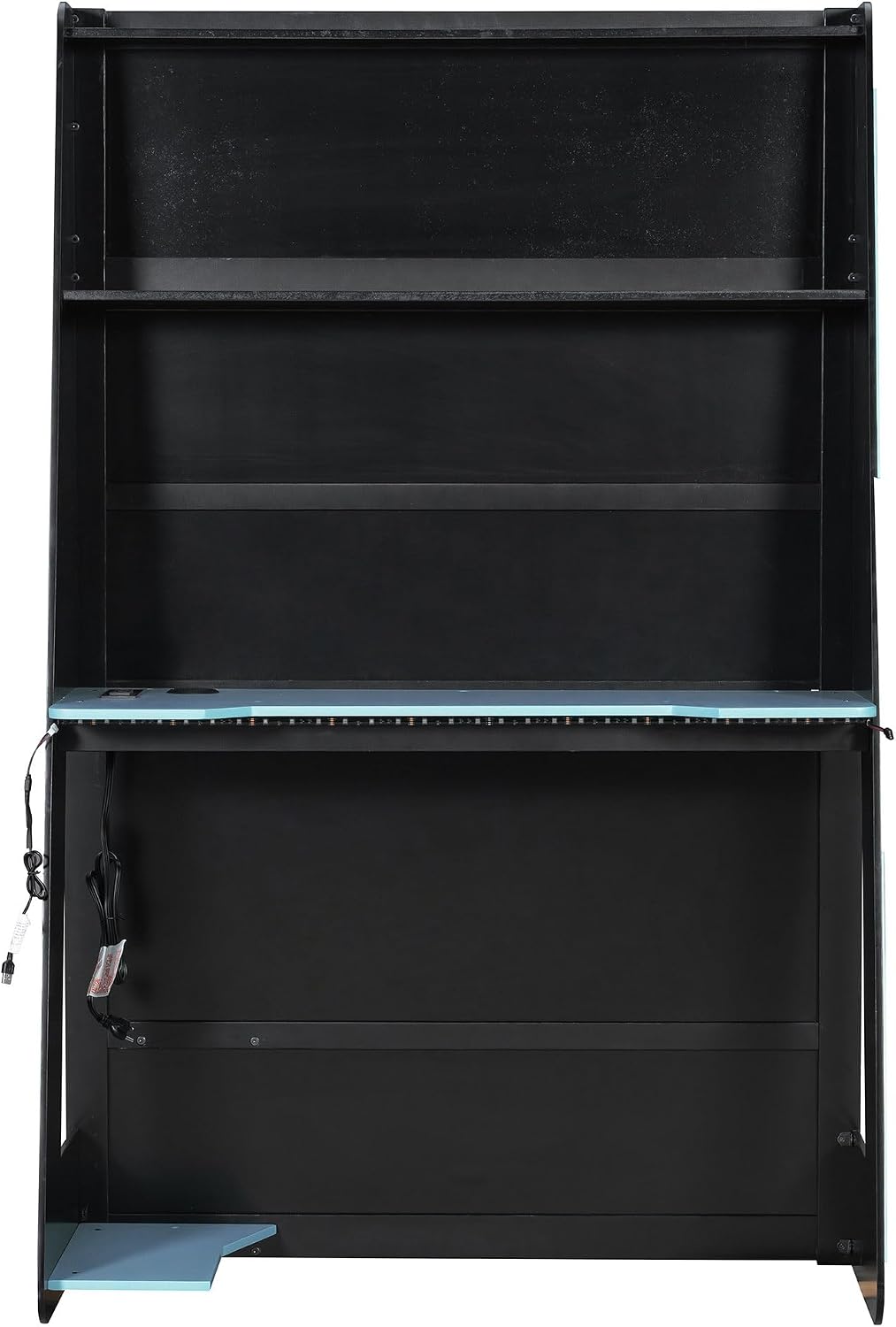 Bellemave Gaming Loft Bed with Desk and Lights, Twin Loft Bed with Storage Shelves and Work Station, Wood Loft Bed Frame for Kids, Boys, Girls, Teens, No Spring Box Needed & Dedicated Style, Blue