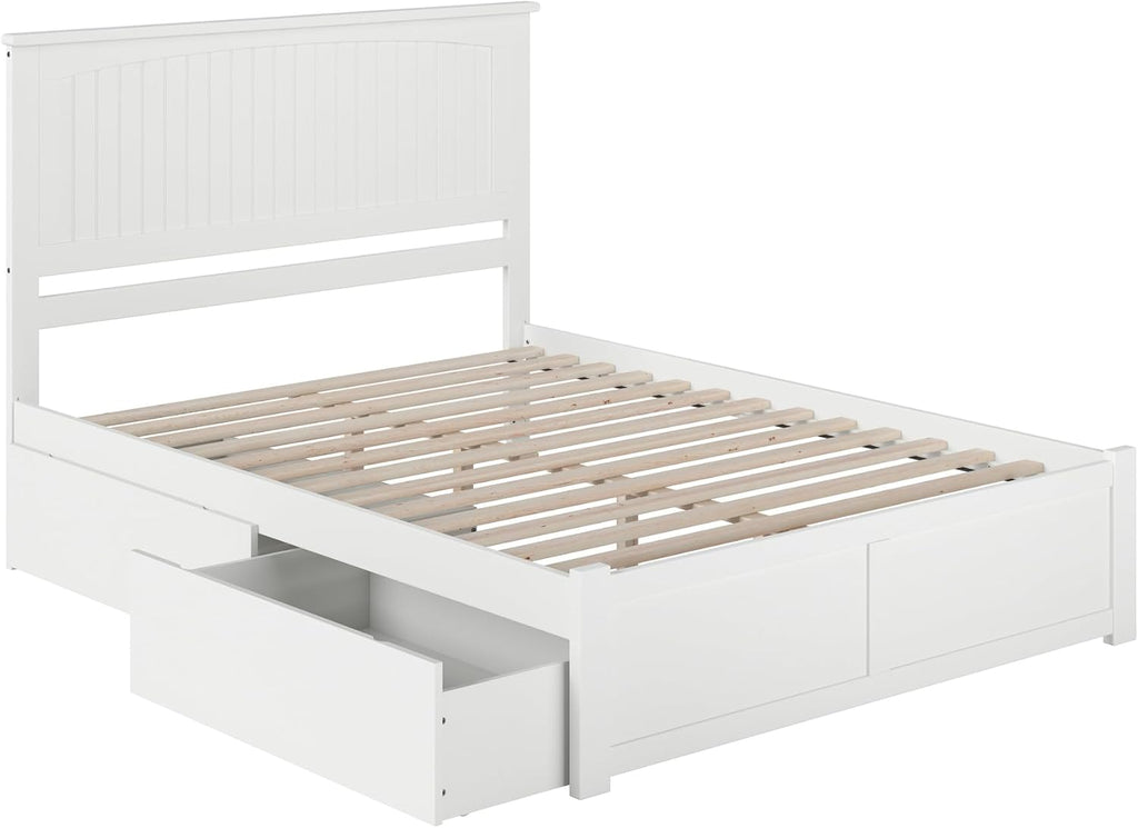 AFI, Nantucket King Platform Bed with Footboard & Storage Drawers, White