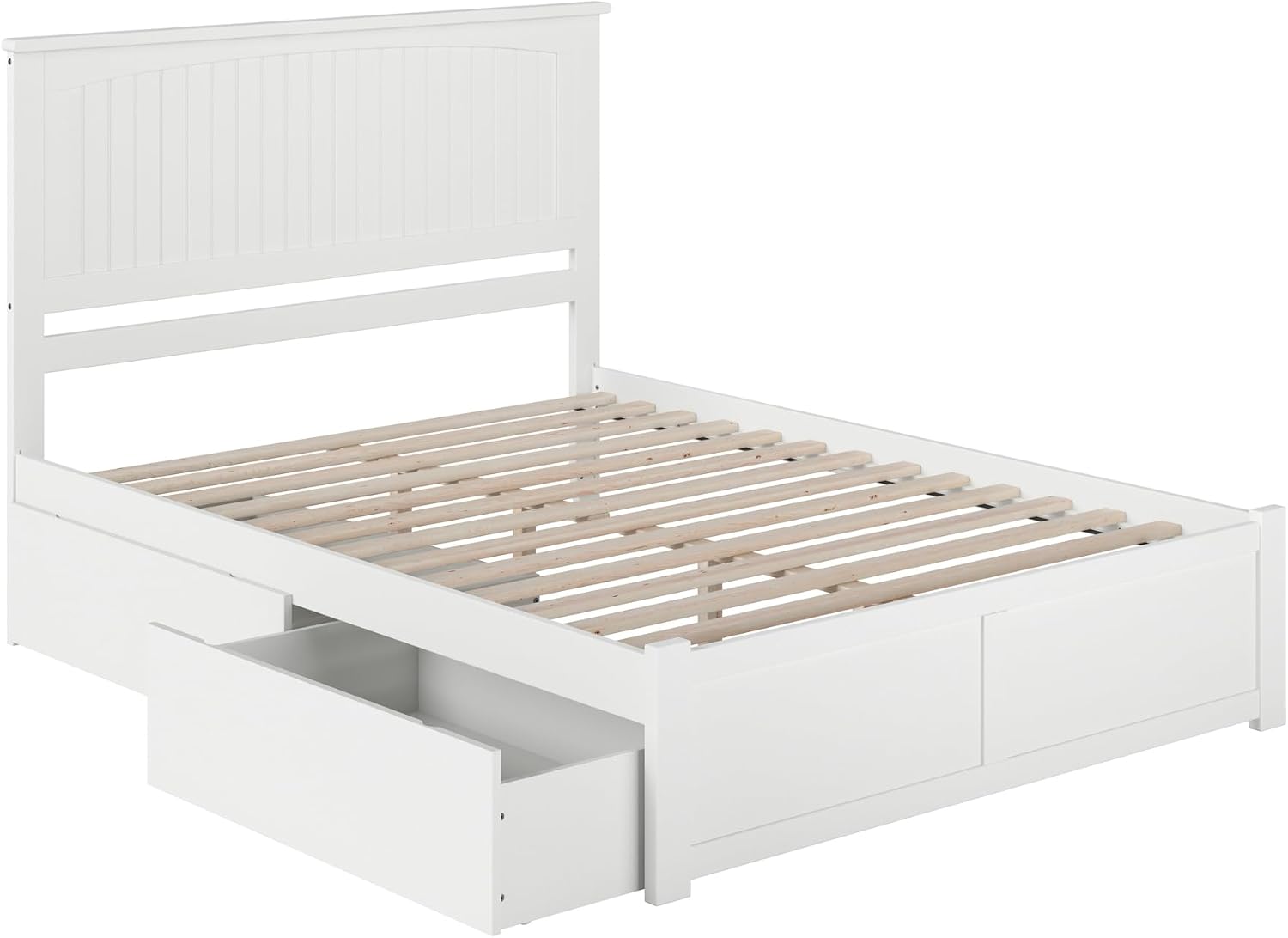 AFI, Nantucket King Platform Bed with Footboard & Storage Drawers, White