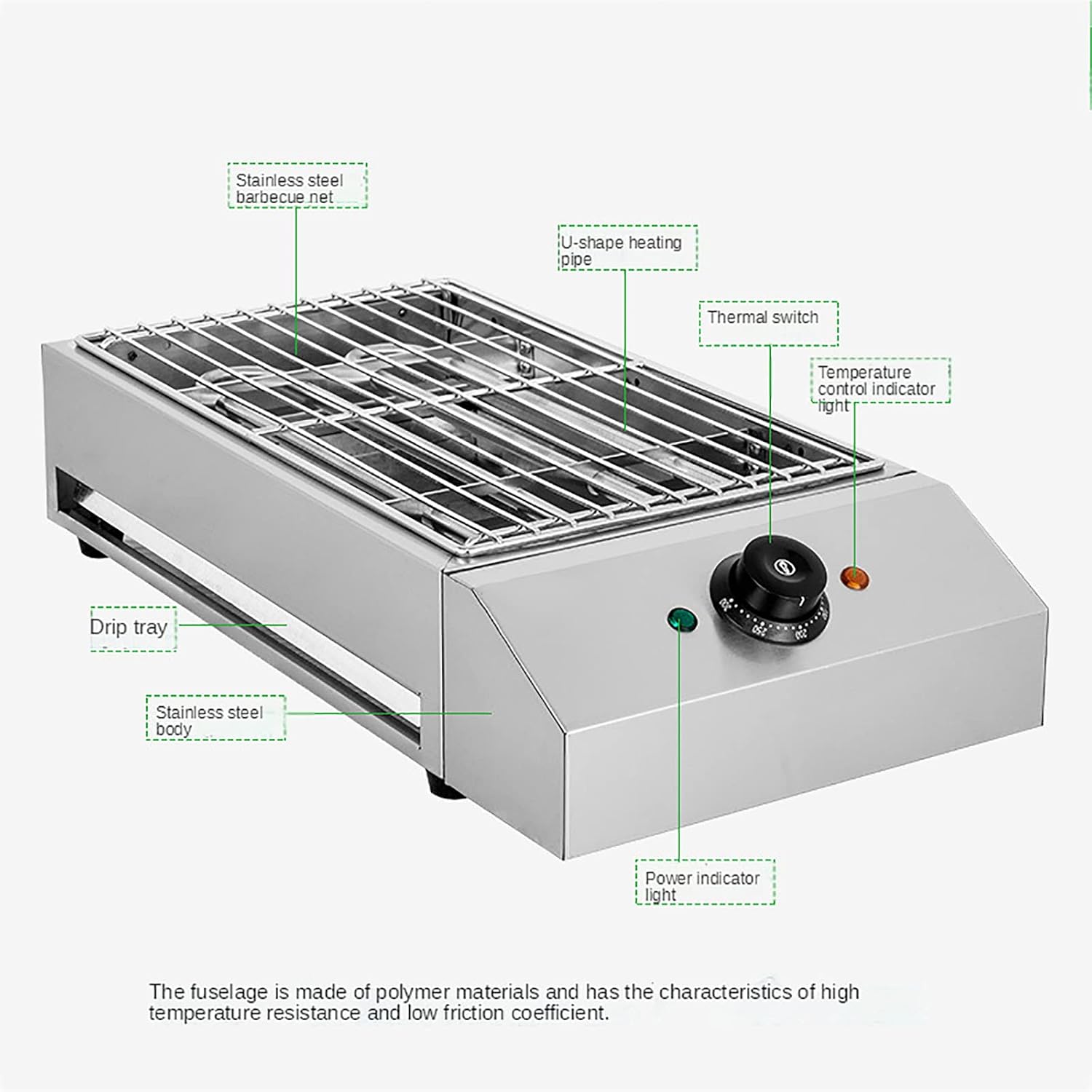 2600W Electric BBQ Grill Commercial and Home Use Countertop Stainless Steel Barbecue Griddle Smokeless Portable Cooking Oven for Indoor Outdoor Picnic