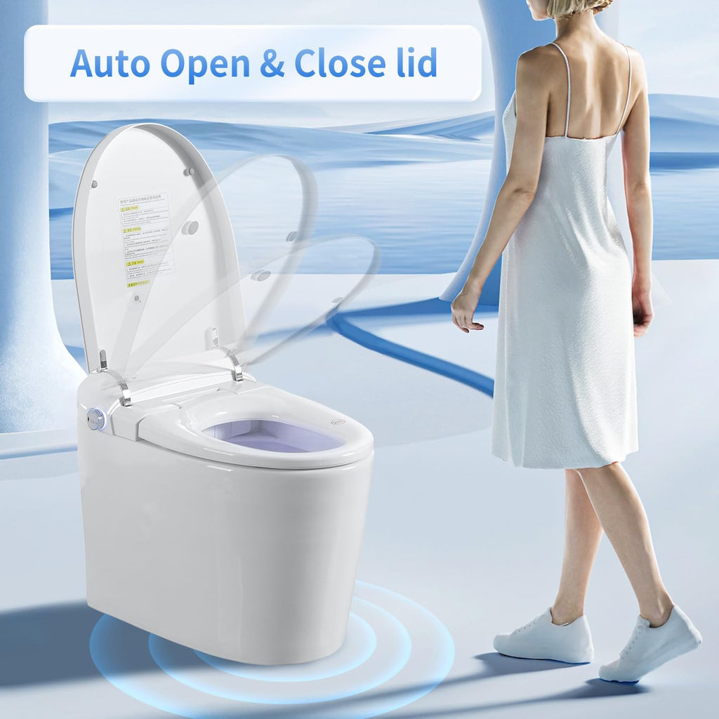 Tankless Smart Toilet with Bidet Built-In Elite Model Auto Open/Close Auto Flush Bubble Wash Heated Seat Warm Water & Dryer Adjustable Temp Side Knob (S31G)
