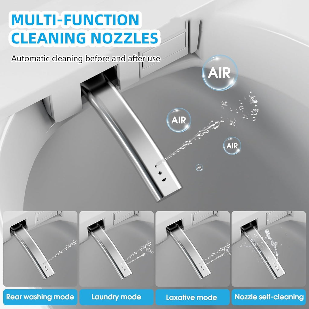 Smart Toilet with Bidet Built Warm Water Sprayer and Dryer, Foot Sensor Operation,Heated Seat toilet with LED Display for Bathroom,One Piece Bidet Auto Dual Flush