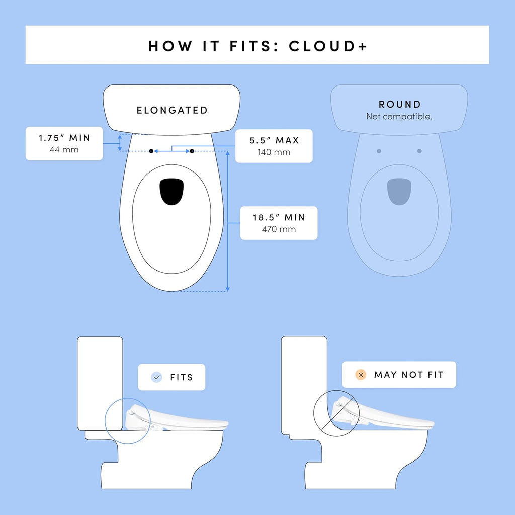TUSHY Cloud+ Electric Bidet Toilet Seat w/Remote (Personal Settings Include: Instant Warm Water, Heated Seat & Air Dryer), Automatic Deodorizer, Night Light, Soft Close Seat & Lid (Elongated)