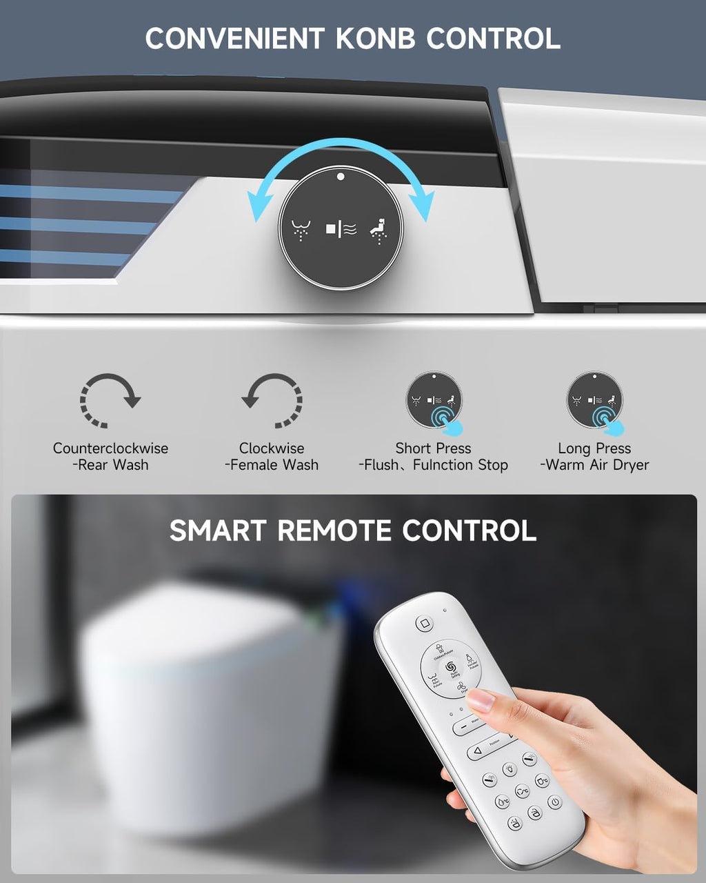 Smart Toilet with Bidet Built In, Elongated One Piece Bidet Toilet with Powerful Flush,Auto Open/Close,Foot Sensor,Heated Seat,Instant Warm Water&Dryer, 1.28 GPF