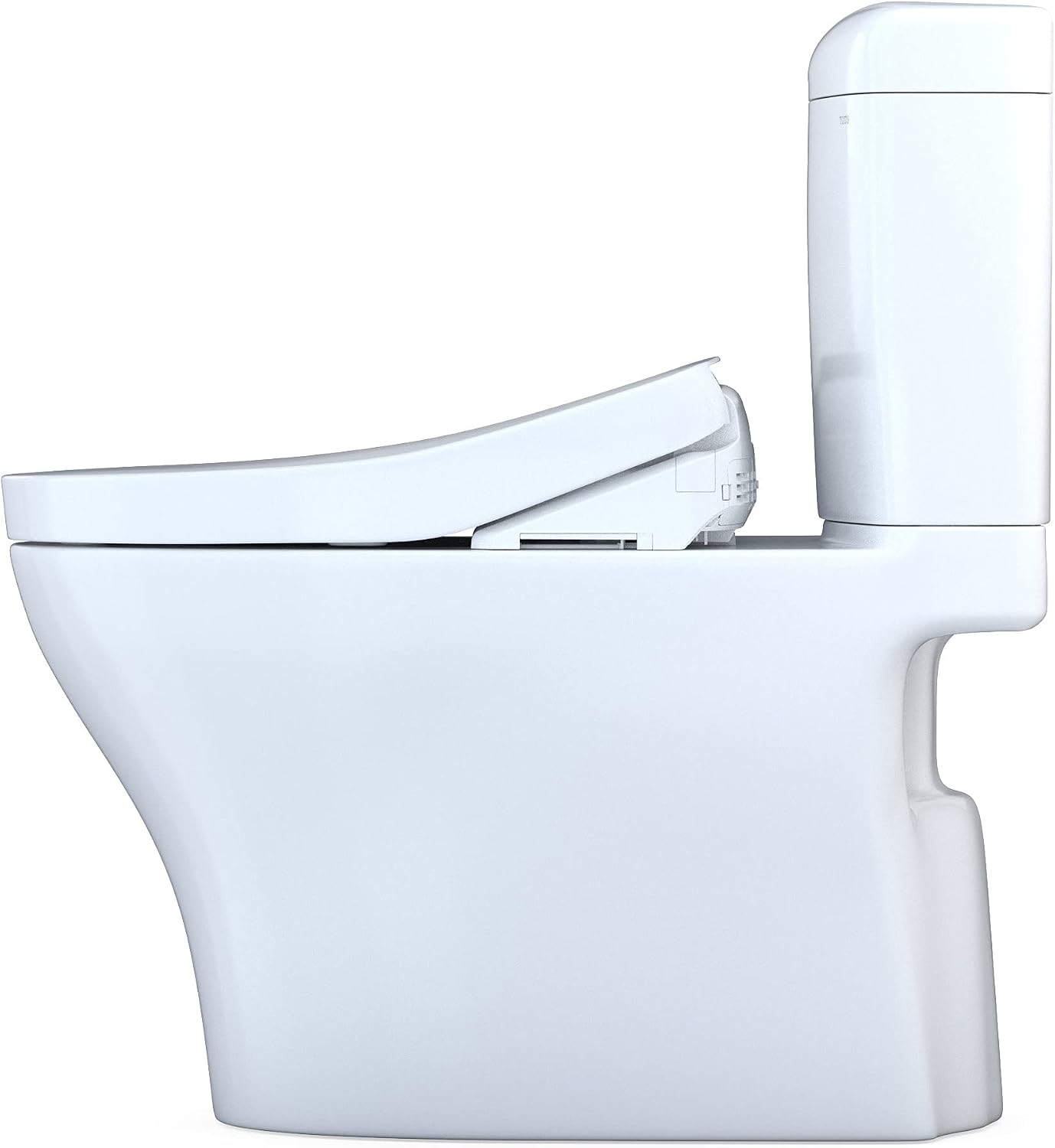 TOTO® WASHLET®+ Aquia IV® Cube Two-Piece Elongated Dual Flush 1.28 and 0.9 GPF Toilet with Auto Flush S550e Bidet Seat, Cotton White - MW4363056CEMFGNA#01