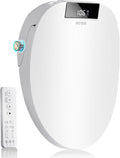 XCQQ Electric Bidet Toilet Seat with Remote, Heated Toilet Seat, Instant Warm Water, Warm Air Dryer, Rear & Feminine with Oscillating Cleansing, Night Light, Slow Close Lid, LED Display - Elongated