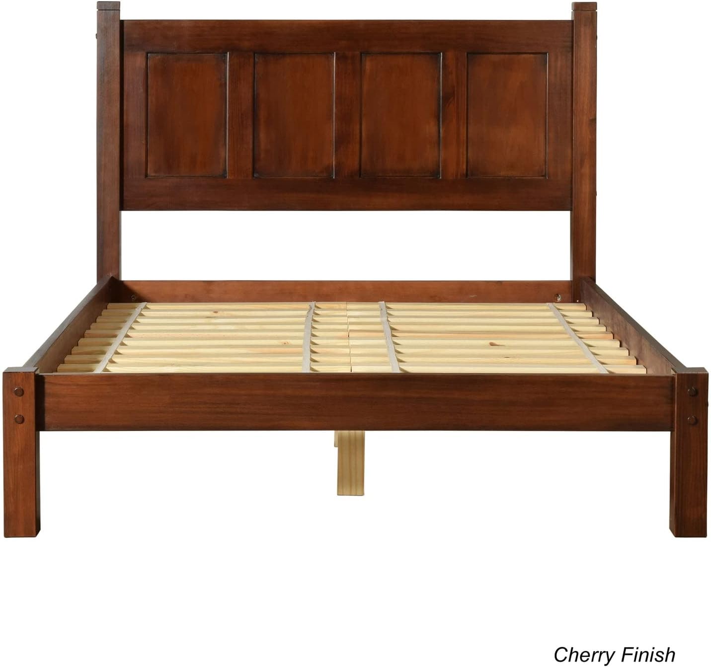 Grain Wood Furniture Shaker Solid Wood Panel Platform Bed, Full Size, Cherry