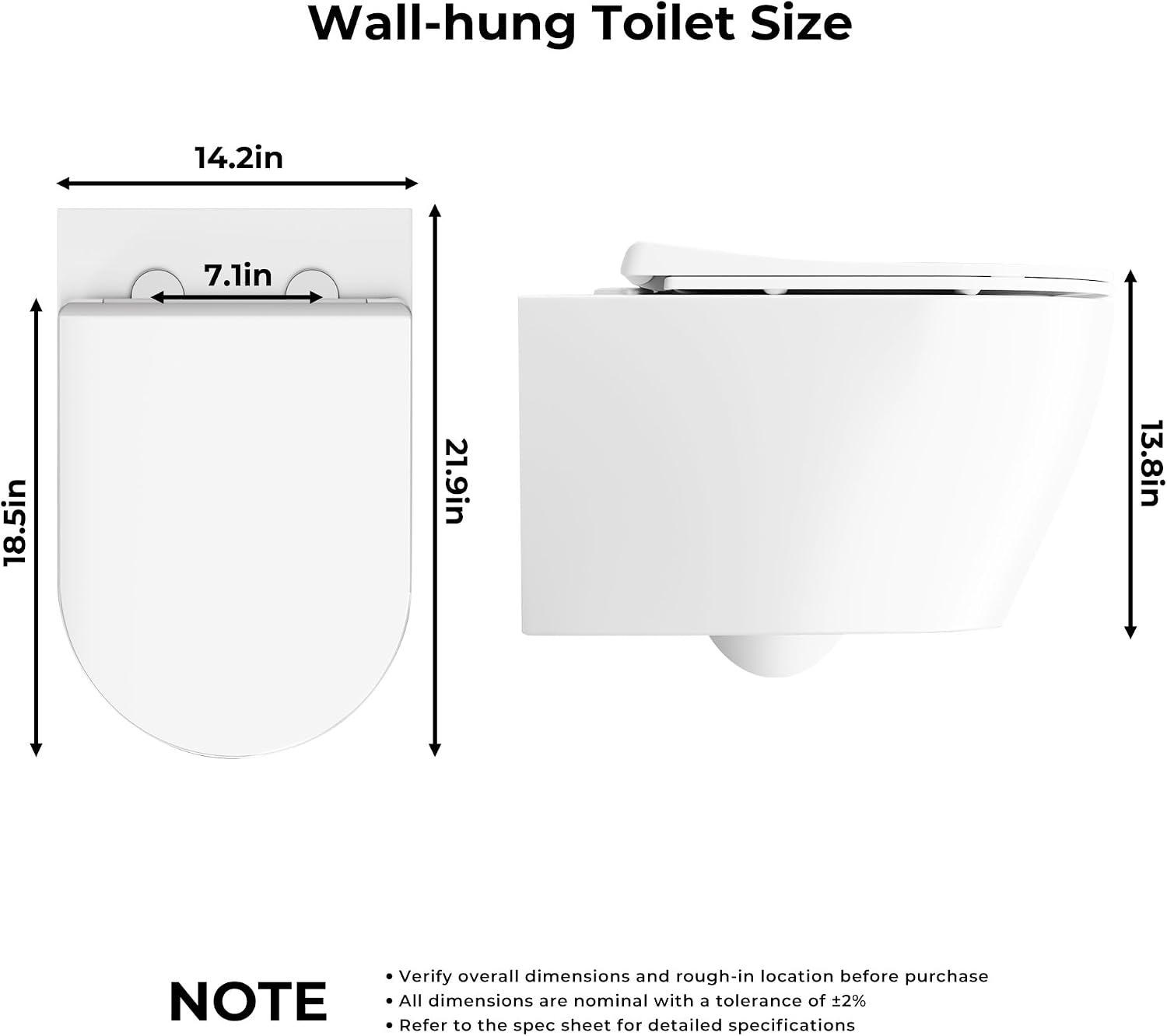 Wall Hung Toilet, Smart Toilet with in-Wall Tank System,One-Piece Bidet Toilet Combo,Heated Seat,Warm Air Dryer,Auto Flush,Space-Saving, Compact, Soft-Close Lid