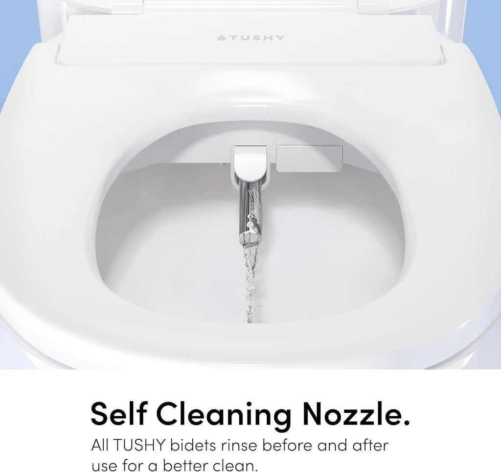 TUSHY Cloud Electronic Bidet Heated Toilet Seat: Instant Warm Water, Adjustable Air Dryer, Soft Close Lid and Seat & Night Light (Self Cleaning Nozzle and Water Filter), Elongated