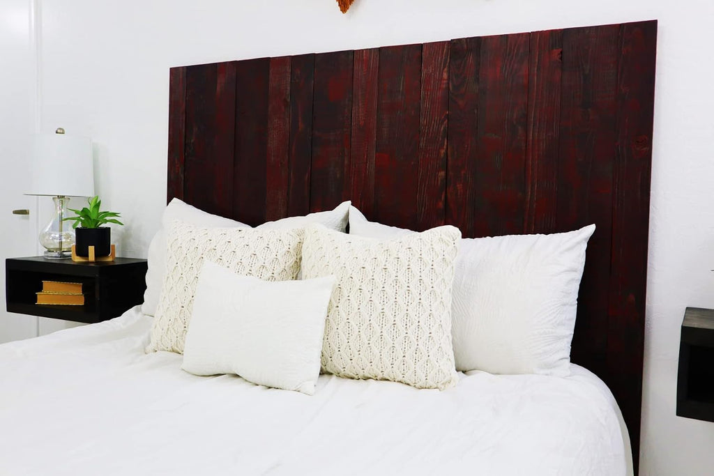 Barn Walls Red Dragon Skin Headboard, Modern Design, Solid Wood Headboard, Floating Panels, Wall Mount, Adjustable Height, Easy Assembly, King Size