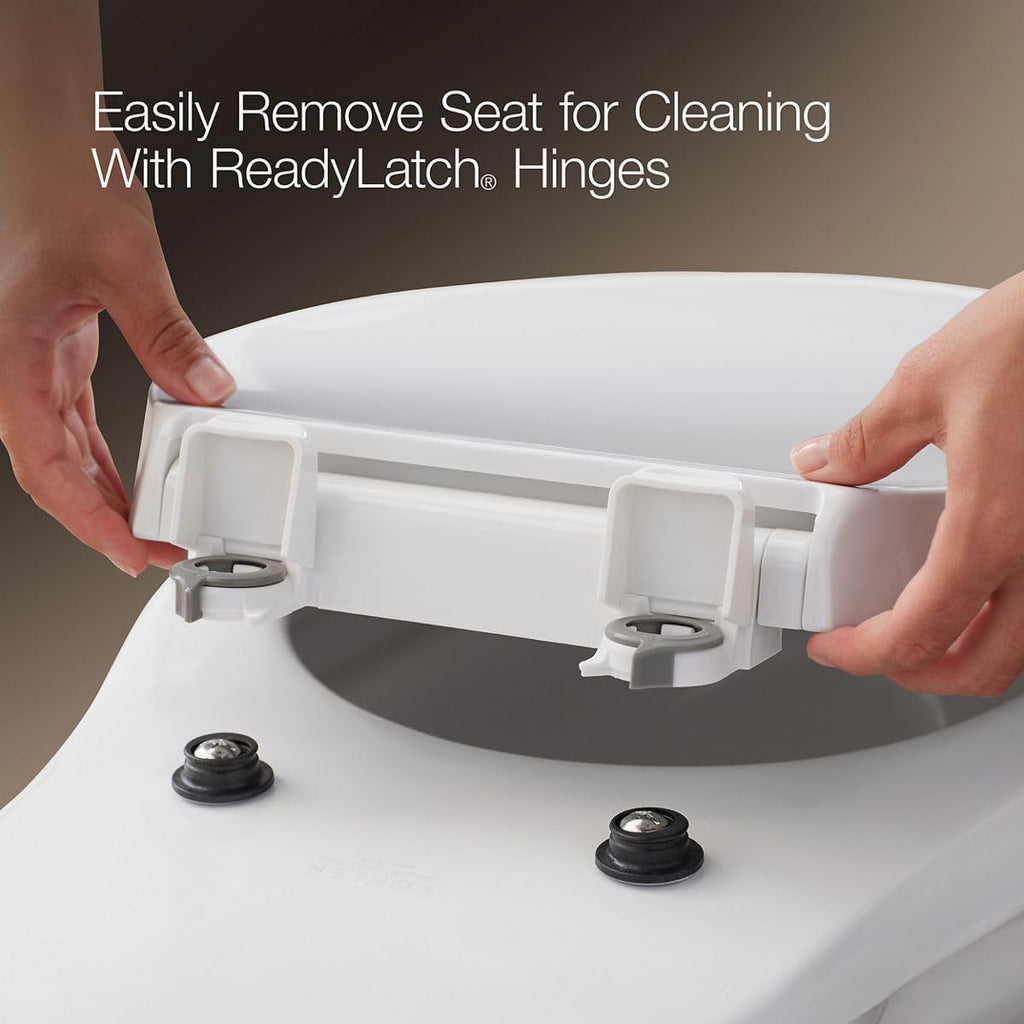 KOHLER 78052-RL-0 Rutledge ReadyLatch Quiet Close Rount Toilet Seat, Slow Close Lid and Seat, Grip-Tight Bumpers and Installation Hardware, White (Pack of 2)