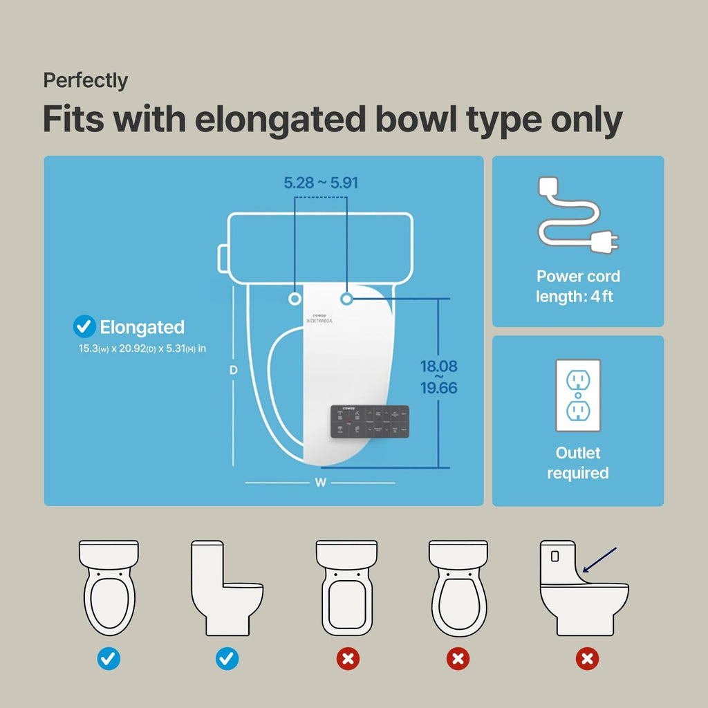 COWAY Bidetmega 200N Electronic Bidet Toilet Seat with Instantaneous Water Heating, Heated Seat and Dryer, Soft Close Lid, Stainless Nozzle, Night Light, Self Cleaning, Remote Control, Elongated