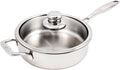 Swiss Diamond Premium Clad 5-Ply Stainless Steel 3.1 Quart Sauté Pan with Lid Included and Satin Exterior Finish, 9.5 Inch Induction Compatible Skillet - Oven and Dishwasher Safe