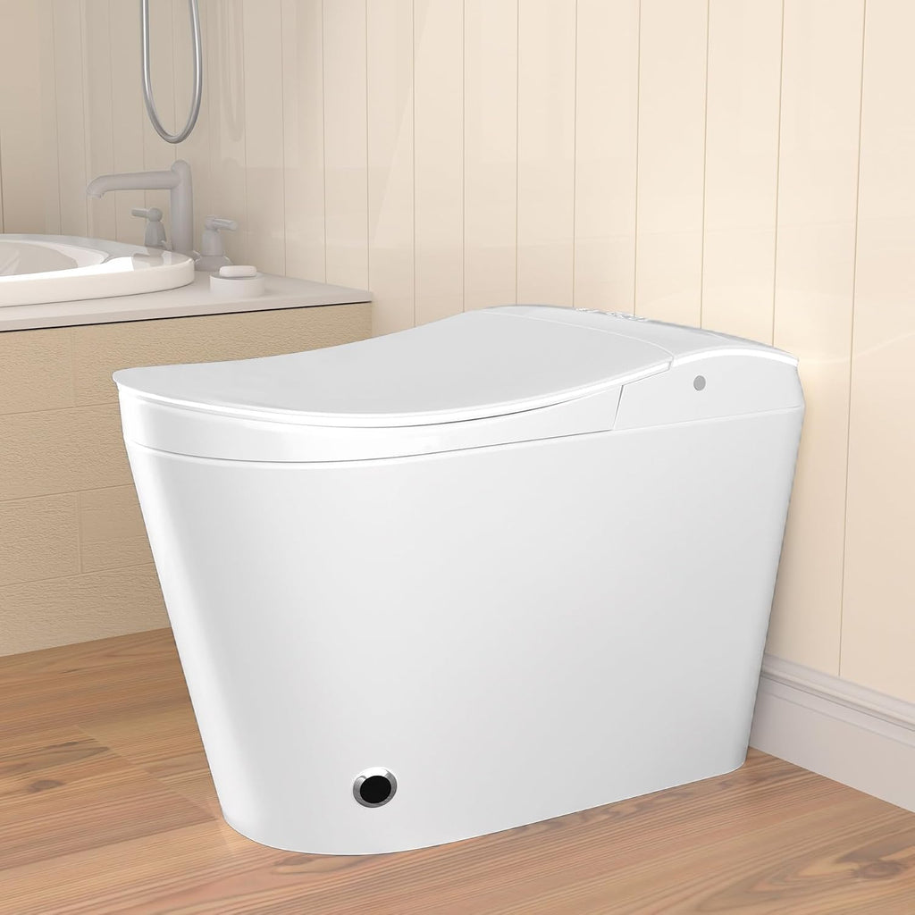 SouNor Smart Toilet with Bidet,Front Nozzle For Lady, Adjusted Heated Seat, Warm Water and Dry,Auto Open/Flush,White (White)