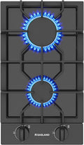 GASLAND 2 Burners Gas Cooktop 12 Inch GH30EF Drop-in Propane Stove Top with Thermocouple Protection, LPG/NG Convertible Dual Fuel Natural Gas Hob, Black