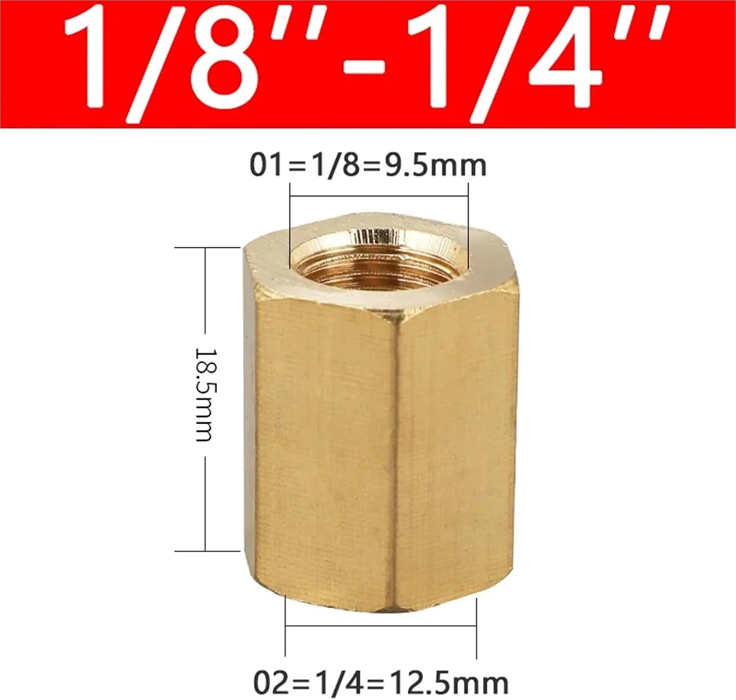 10/50Pcs Female Thread Brass Pipe Fittings Hex Nut Rod Connector 1/8 1/4 3/8 1/2 3/4 Inch Coupling For Water Fuel Gas(01-02,50 pcs)