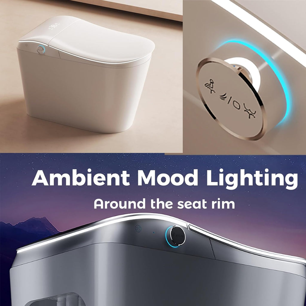 SouNor Smart Toilet with Bidet,Front Nozzle For Lady, Adjusted Heated Seat, Warm Water and Dry,Auto Open/Flush,White (White)