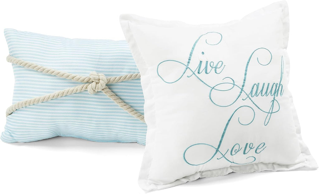 Lush Decor Harbor Life Reversible Quilt Set, 7 Piece Set, Full/ Queen, Blue & Taupe - Blue Quilt Queen Bedding Set - Coastal Decor - Nautical Bedding - Beach House