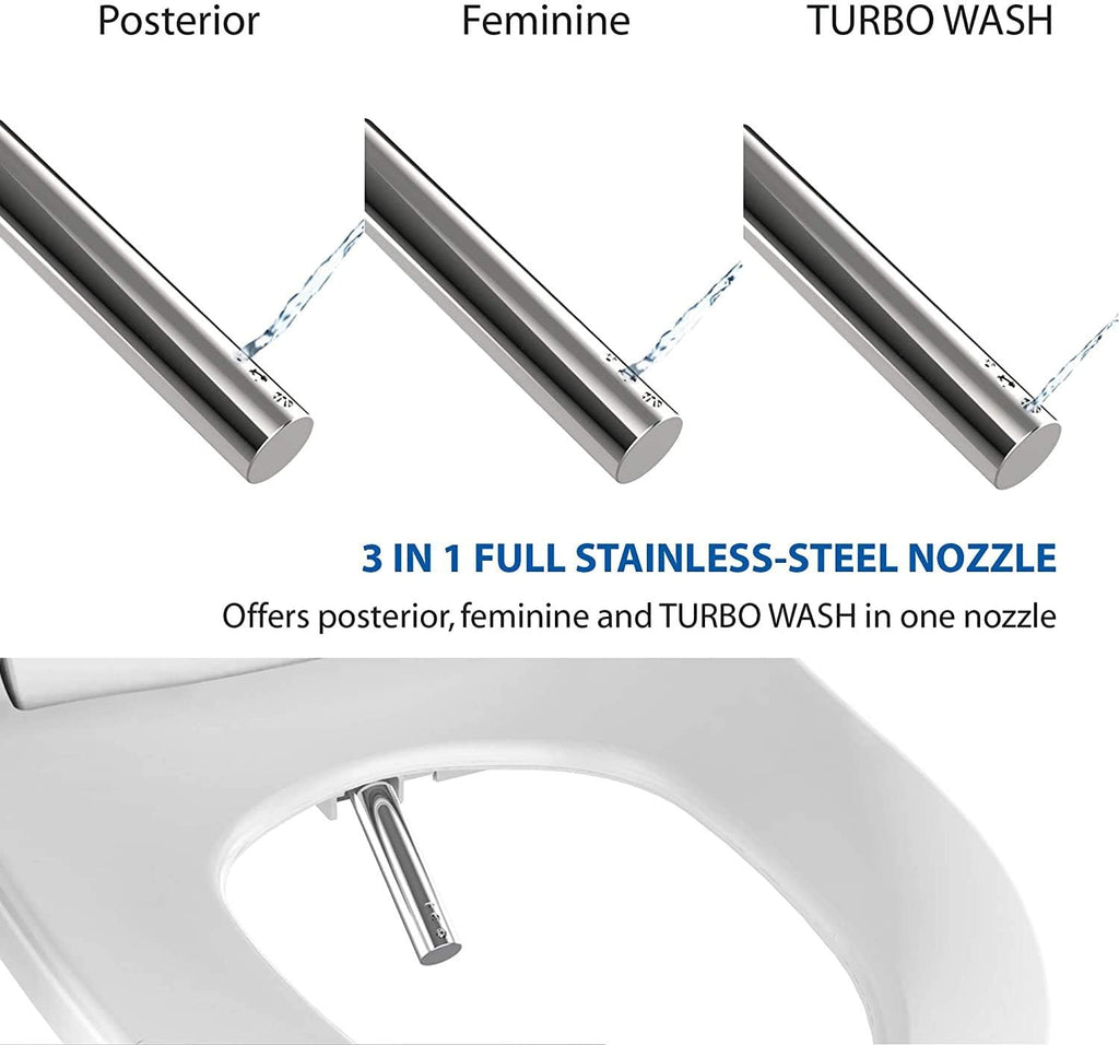 VOVO VB-6100SR Round Bidet Toilet Seat, Warm Water, LED Light, Heated Seat, White, Dryer, Stainless Steel Nozzle, Made in Korea