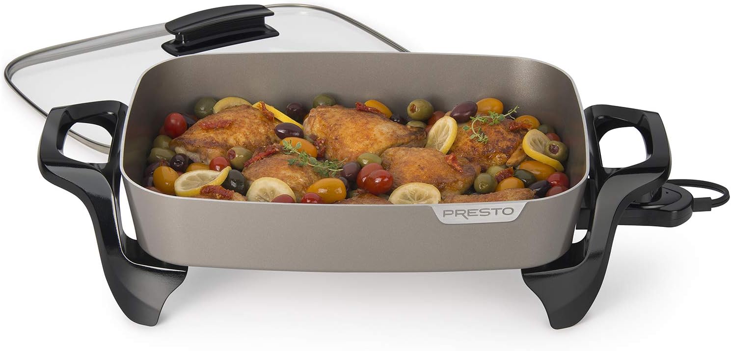 Presto Grey Ceramic Electric Skillet (06856') and Cool Touch Electric Griddle
