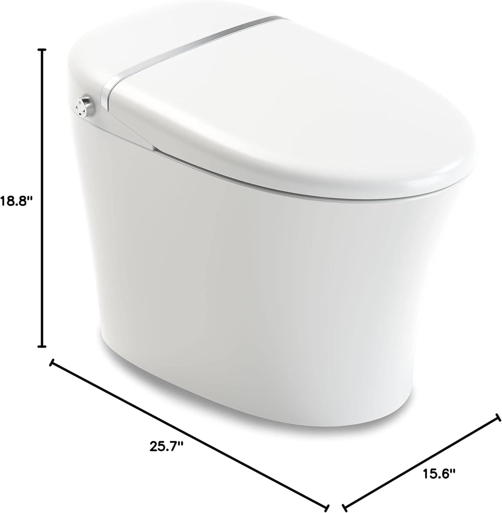 ANZZI One-Piece Smart Bidet Toilet Elongated 1.28 GPF White with Remote Control, Auto Flush, Heated Seat, Warm Water Wash, Dryer and Deodorizer, Foot Sensor Flush Envo Aura Series | TL-STSF851WH