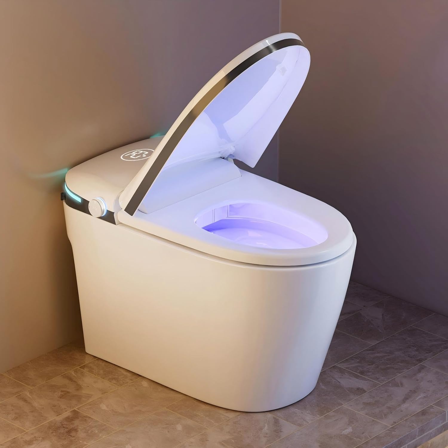 WinZo Smart Toilet with Bidet Built In, Tankless Toilets with Dryer, ADA Comfortable Height One-Piece Toilet with Heated Seat, Auto Flushing, Featuring Foot Sensor and LED Display