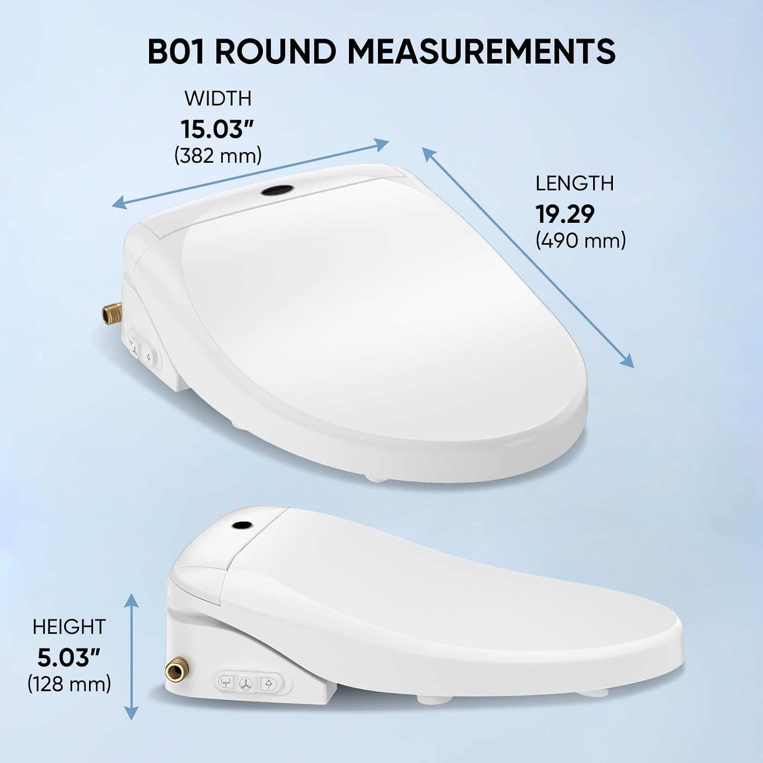 LEIVI Electric Bidet Toilet Seat with Wireless Remote and Side Panel, Multiple Spray Modes, Adjustable Heated Seat, Warm Water and Air Dryer, Auto LED Nightlight, Round
