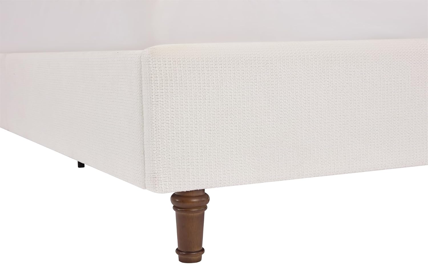 King Size Chenille Bed Frame with 54' Tall Headboard - Cream White Wingback Upholstered Platform Bed Elegant Simplicity Bedroom Furniture Strong Mattress Wood Slats Support No Box Spring Needed