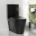 DeerValley Elongated One Piece Toilet with Comfort Height, Dual Flush Toilet with Soft Close Seat, High Efficiency 1.1/1.6 GPF 12'' Rough-In Matte Black Toilet