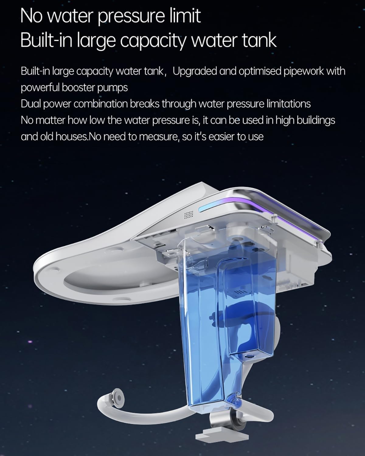 Smart Toilet with Bidet Built In, One Piece Toilet with Built-in Tank, Auto Open/Close Lid, Auto Flush, Remote Control, Adjustable Heated Seat, Foam Shield, Warm Water and Dryer, Night Light