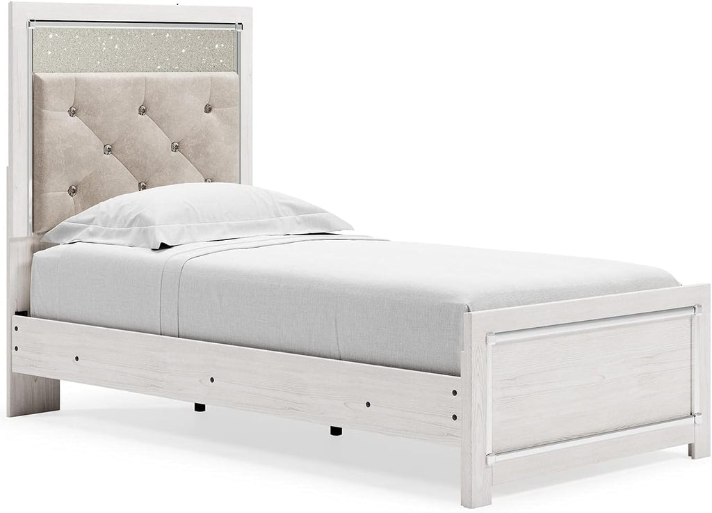 Signature Design by Ashley Altyra Glam Tufted Upholstered Headboard ONLY, Twin, White