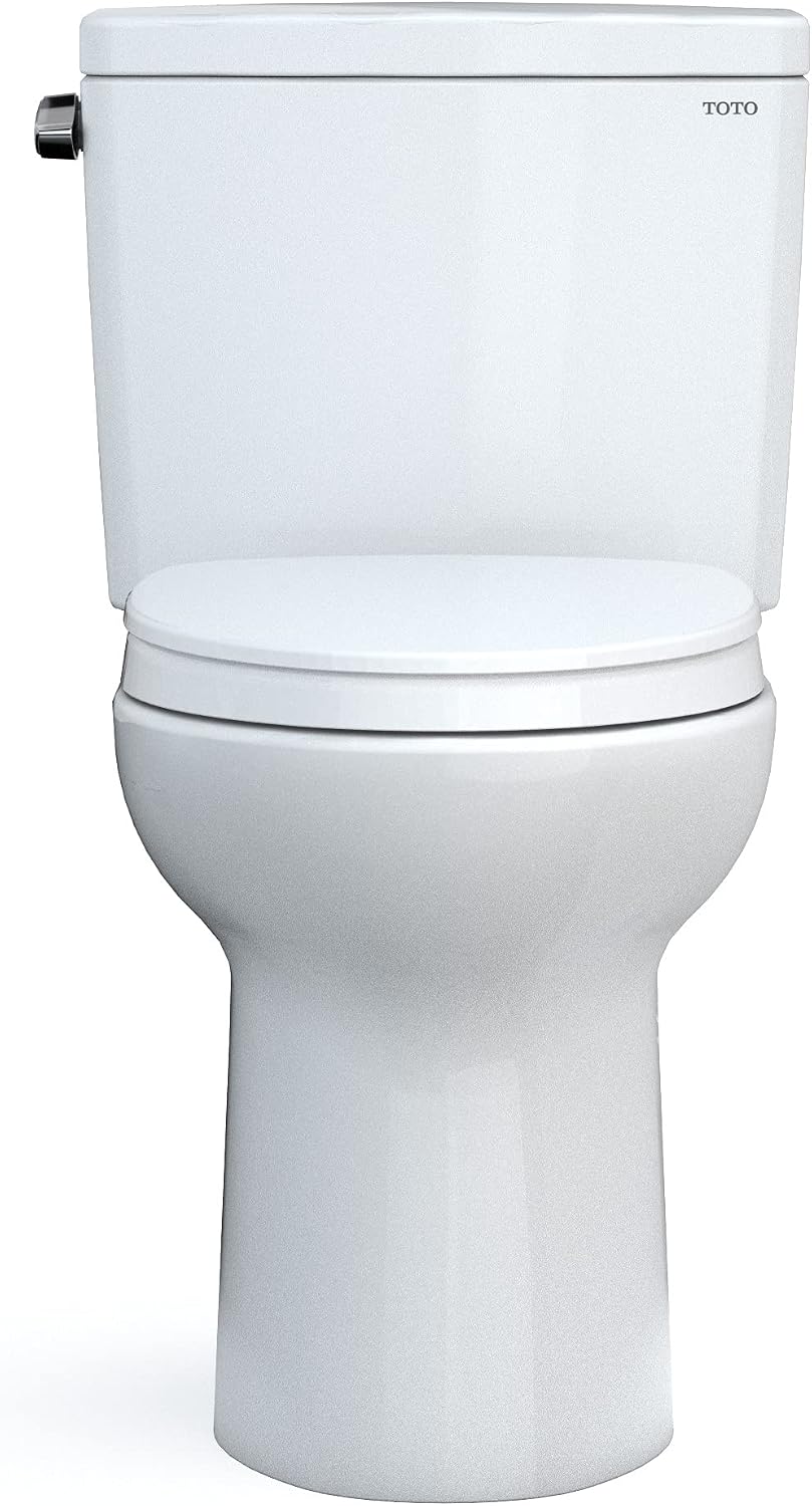 TOTO Drake Two-Piece Elongated 1.28 GPF TORNADO FLUSH Toilet with CEFIONTECT and SoftClose Seat, WASHLET+ Ready, Cotton White - MS776124CEG#01