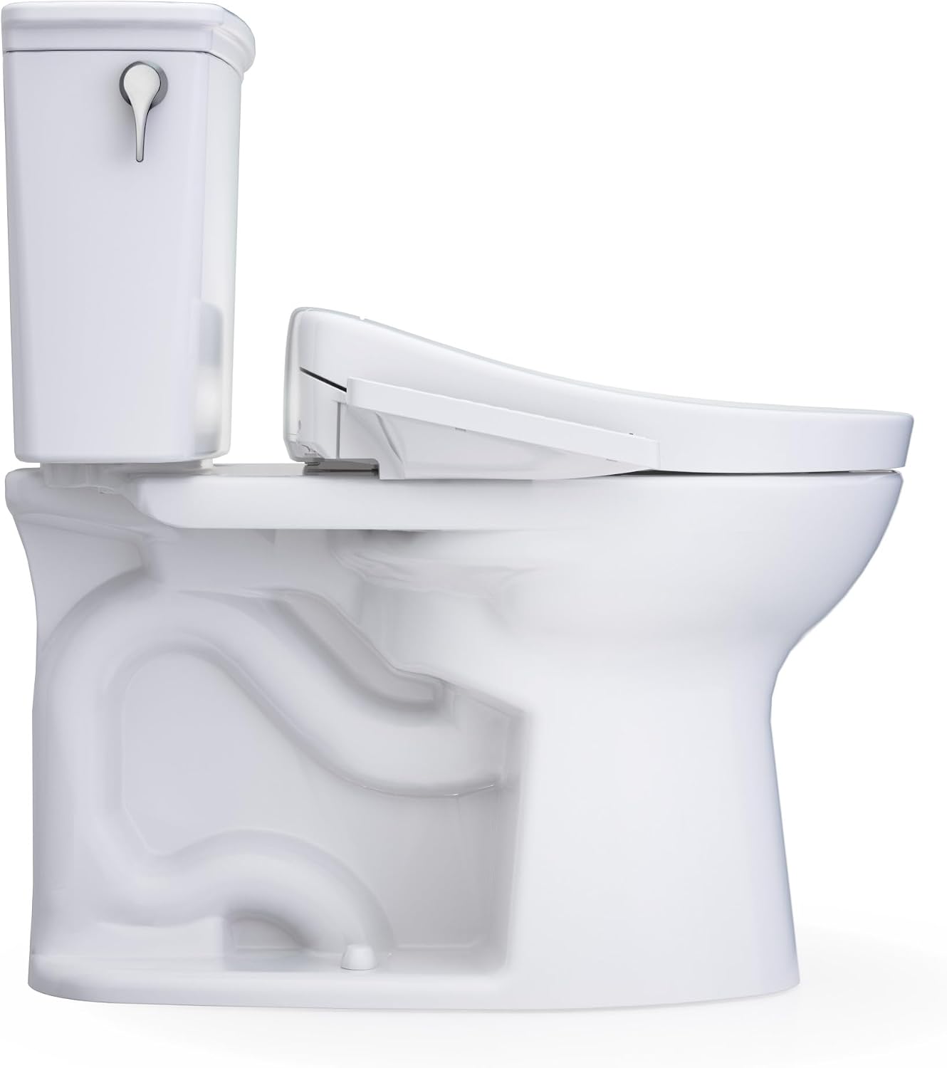 TOTO® Drake® Transitional WASHLET®+ Two-Piece Elongated 1.28 GPF Universal Height TORNADO FLUSH® Toilet with S2 Bidet Seat, Cotton White - MW7863346CEFG#01