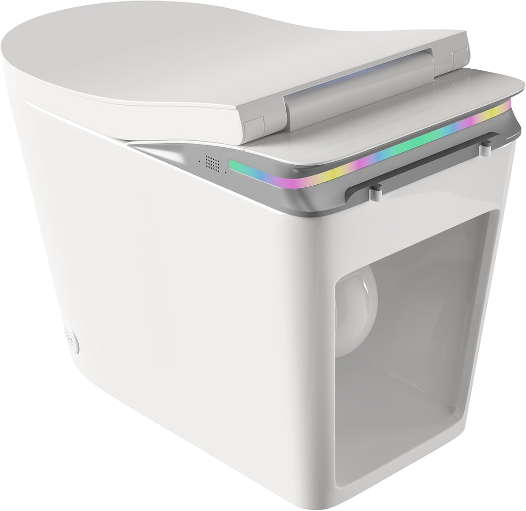 Eridanus One Piece Smart Toilet with Bidet Built in, Electric Bidets with Warm Water Sprayer and Air Dryer, Auto Flush & Lid, ADA Height Elongated Heated Seat, Foot Sensor, Modern Tankless Toilets