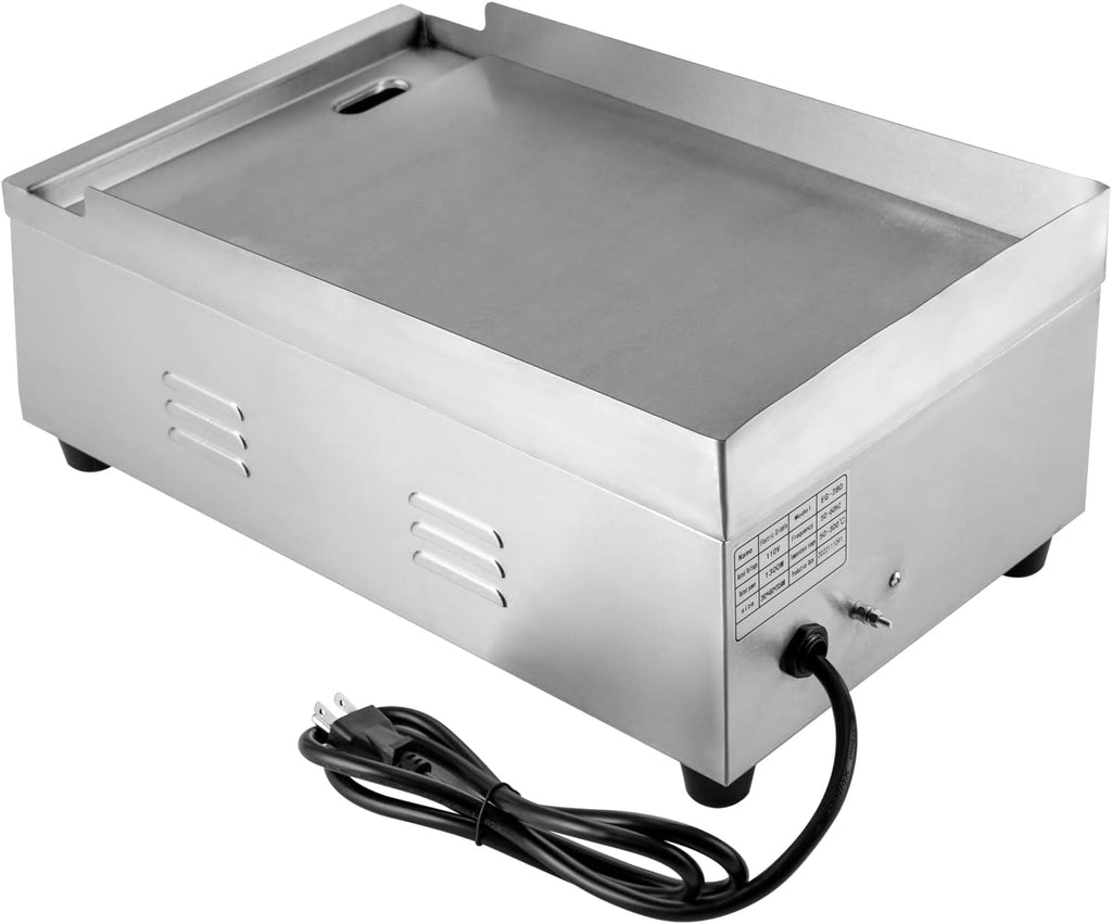 Commercial Griddle, Countertop Griddle Non-Stick, Stainless Steel Electric Flat Top Grill for Restaurant Kitchen, 110V 1300W