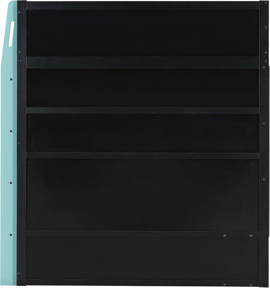 Bellemave Gaming Loft Bed with Desk and Lights, Full Loft Bed with Storage Shelves and Work Station, Wood Loft Bed Frame for Kids, Boys, Girls, Teens, No Spring Box Needed & Dedicated Style, Blue