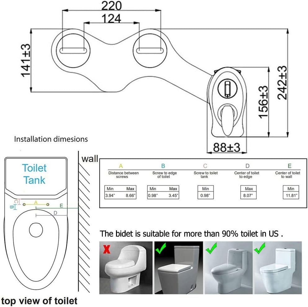Non-Electric Bidet Toilet Seat anal Single Left Handle