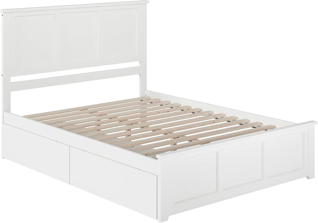 AFI, Madison Queen Platform Bed with Matching Footboard & Storage Drawers, White
