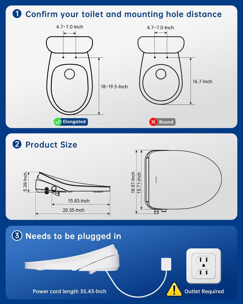 Heated Smart Toilet Seat with Feminine Wash & Dryer, Elongated Bidet with Adjustable Water Temperature, Pressure & Nozzle Position, Easy Installation & Soft-Close Lid for Modern Bathrooms