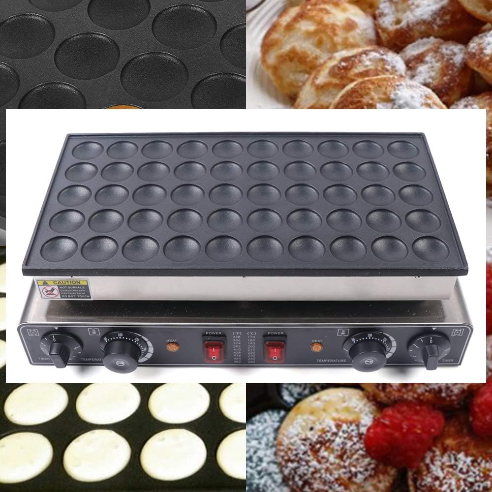 Waffle Ball Maker, 110V 1700W Commercial Bubble Shaped Waffle Ball Maker Electric Stainless Steel Rotatable Double-Head Heating Waffle Ball Making for Tea Shops, Snack Bars, Dessert Shops (50 Holes)