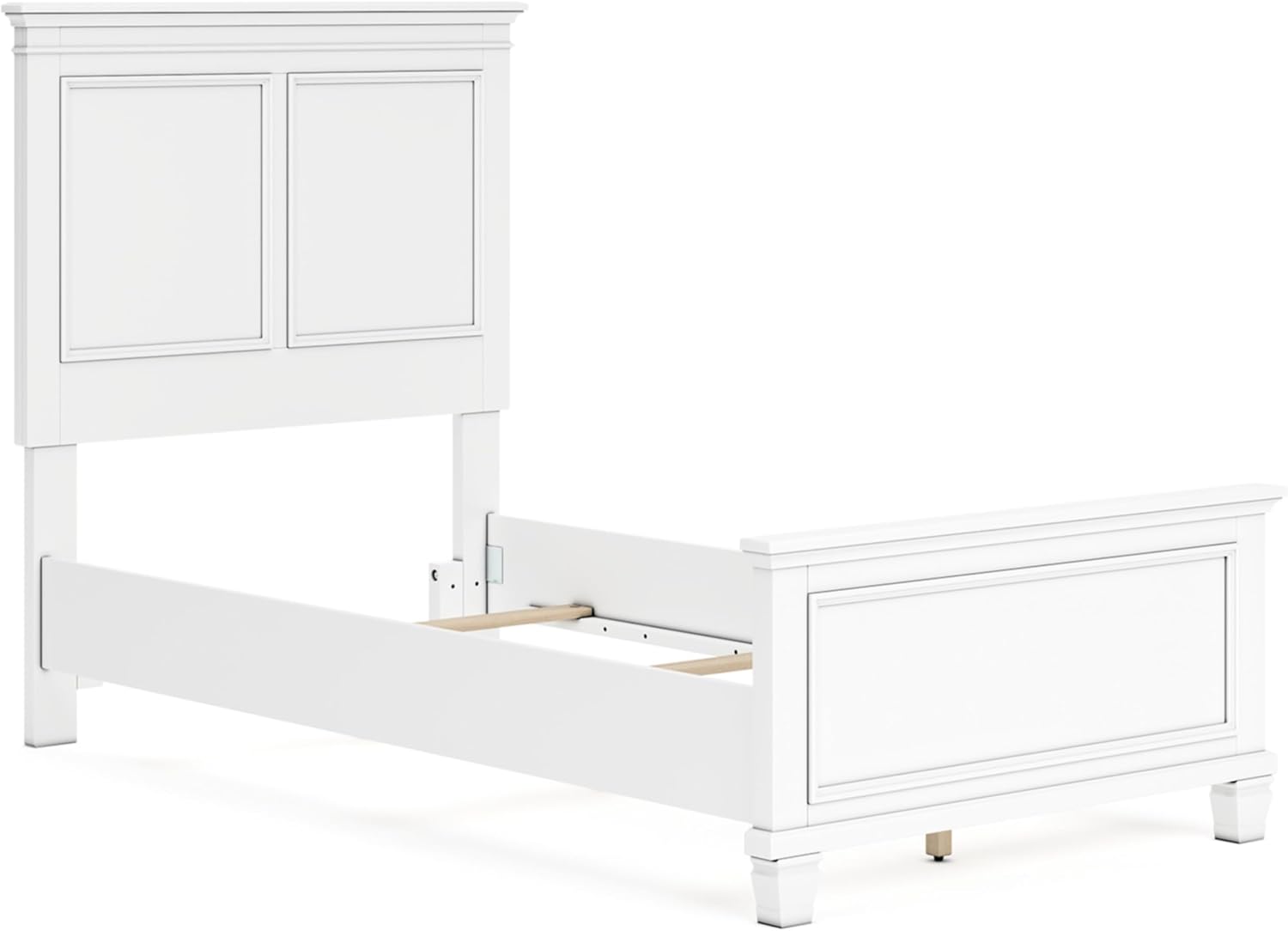 Signature Design by Ashley Fortman Transitional Twin Panel Bed with Tapered Feet, Foundation or Box Spring Needed, White