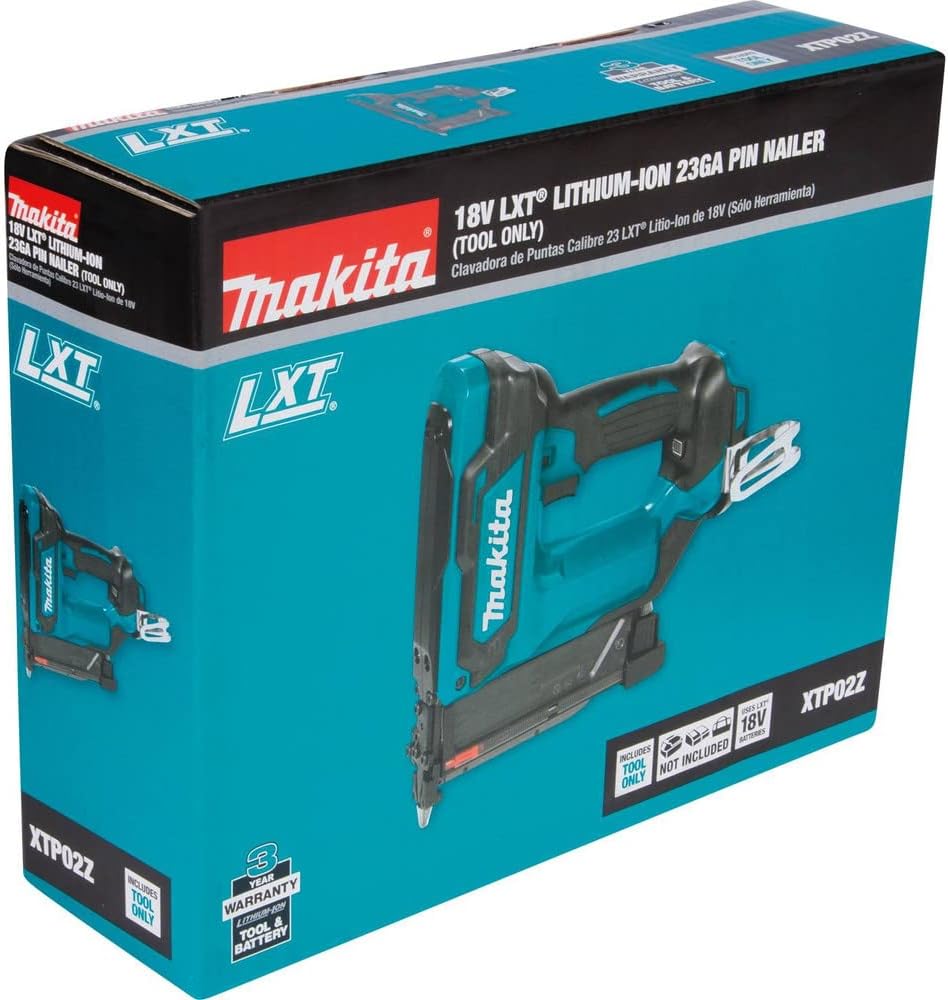 Makita XTP02Z 18V LXT Lithium-Ion Cordless 1-3/8' Pin Nailer, 23 Gauge, Tool Only