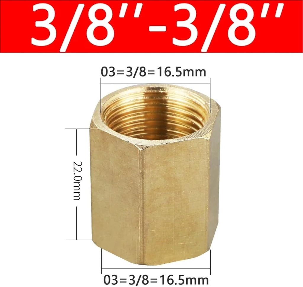 10/50Pcs Female Thread Brass Pipe Fittings Hex Nut Rod Connector 1/8 1/4 3/8 1/2 3/4 Inch Coupling For Water Fuel Gas(03-03,10 pcs)