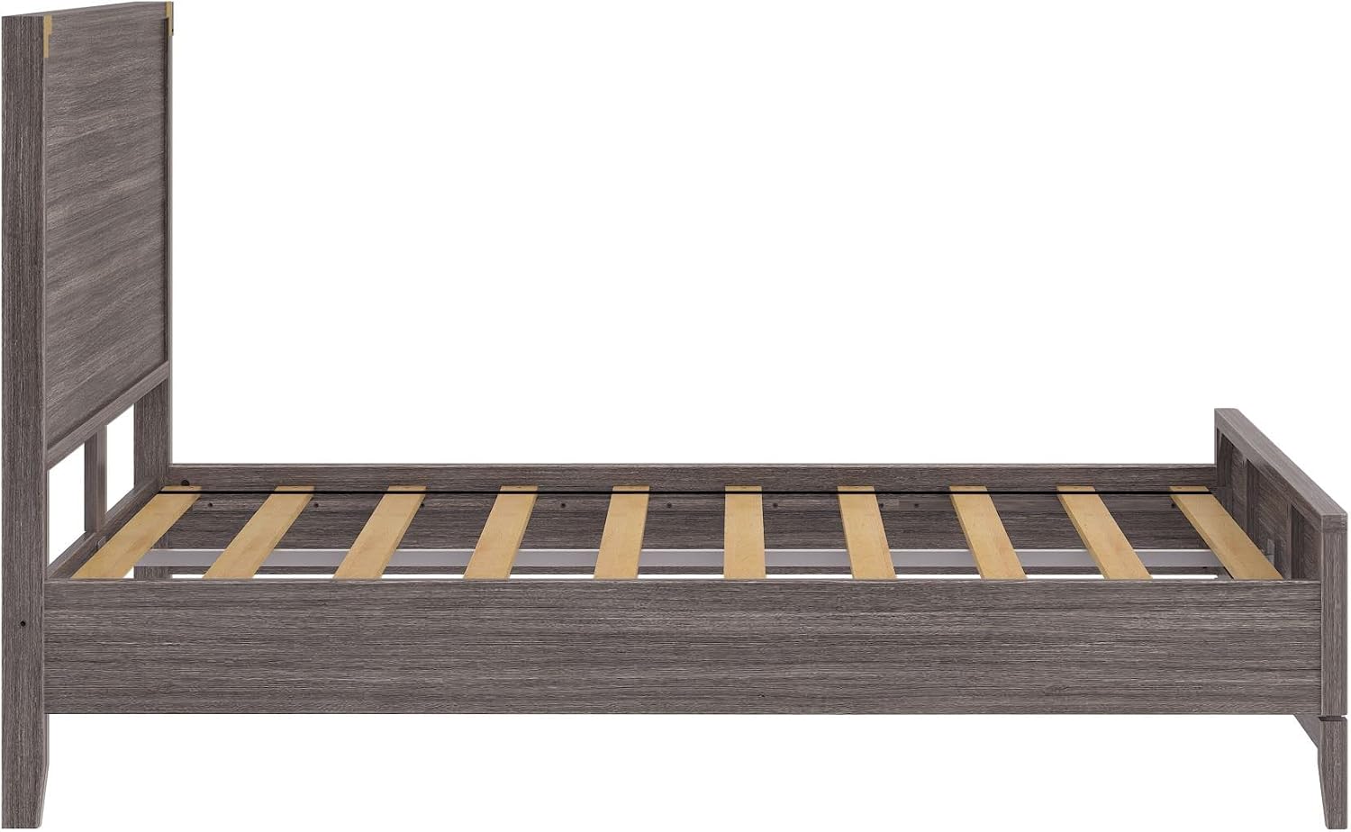 Plank+Beam Contempo Solid Wood Full Bed Frame with Panel Headboard, Modern Platform Bed with Wood Slat Support, No Box Spring Needed, Clay